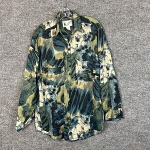 Vintage Goouch Mens Silk Button Up Shirt Size Small Retro Long Sleeve Luxury